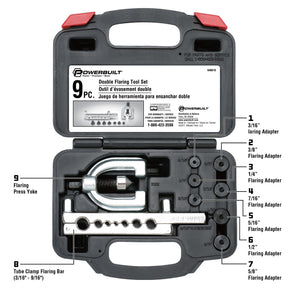 9 Piece Double Flaring Tool Kit