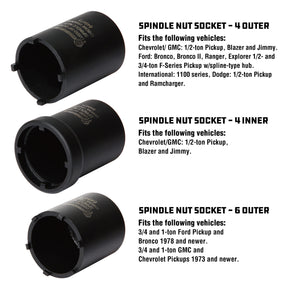 5 Piece Spindle Nut Socket Kit