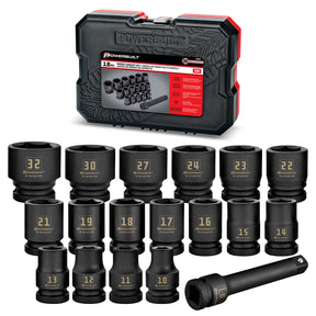 18 Piece 1/2 in. Dr. Metric Impact Socket Set