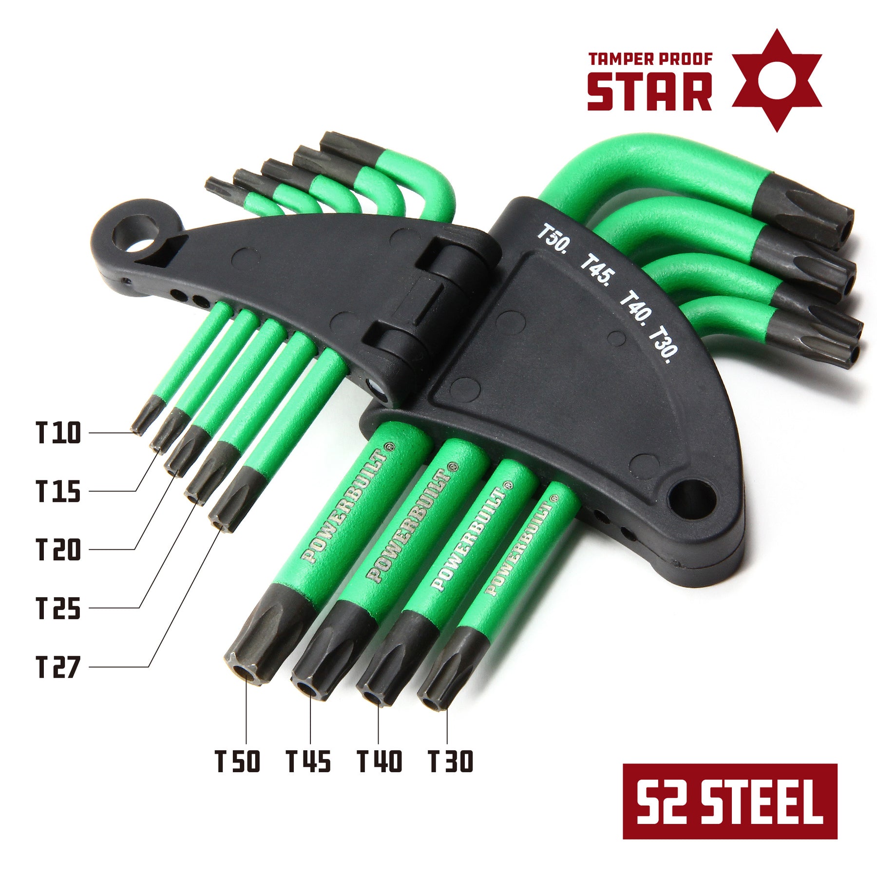 9 Piece Short Arm Tamper-Proof Torx Key Wrench Set