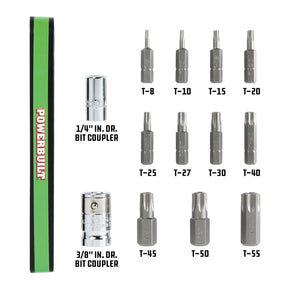 13 Piece Tamper-Proof Torx Bit and Socket Adapter Set