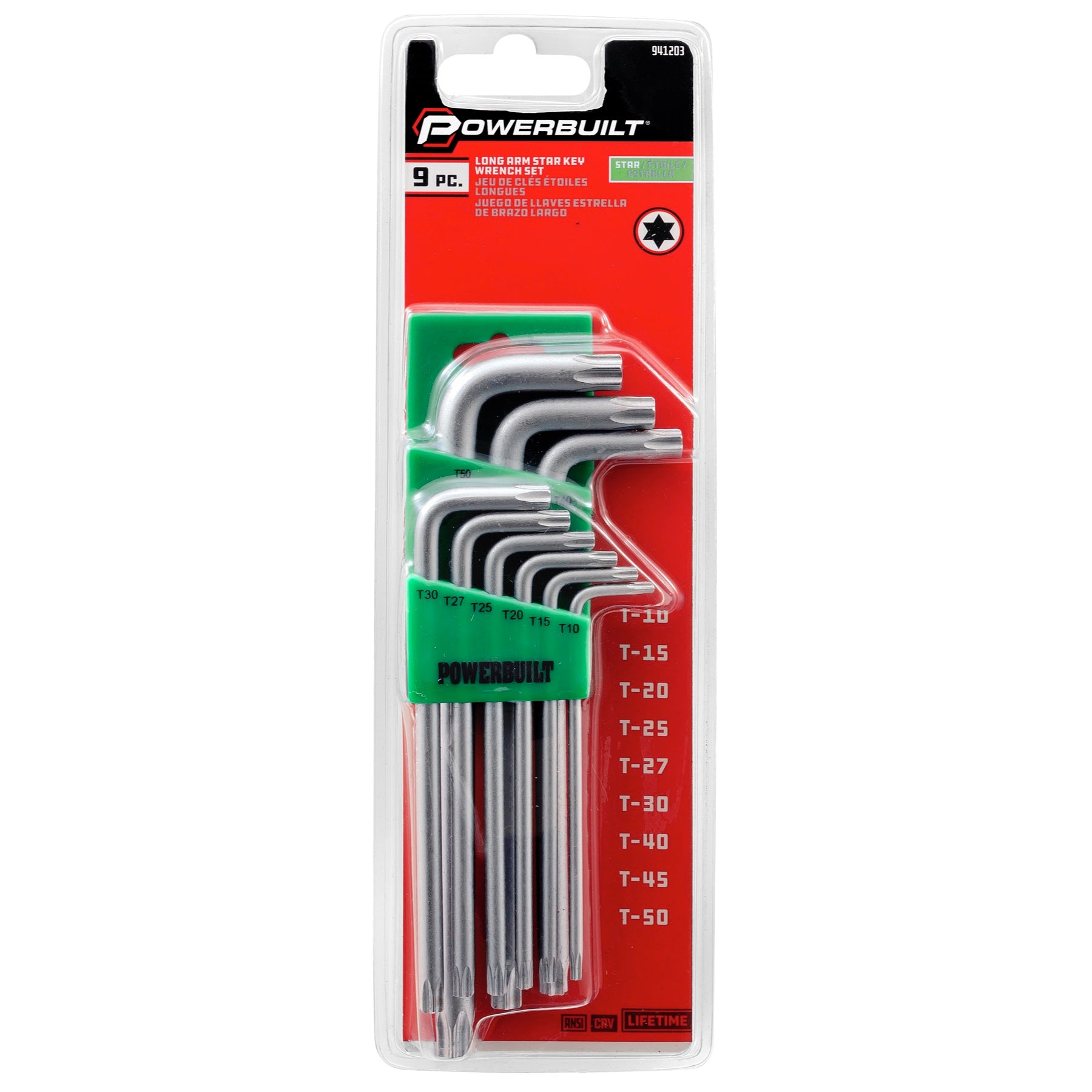 9 Piece Long Arm Torx Key Wrench Set