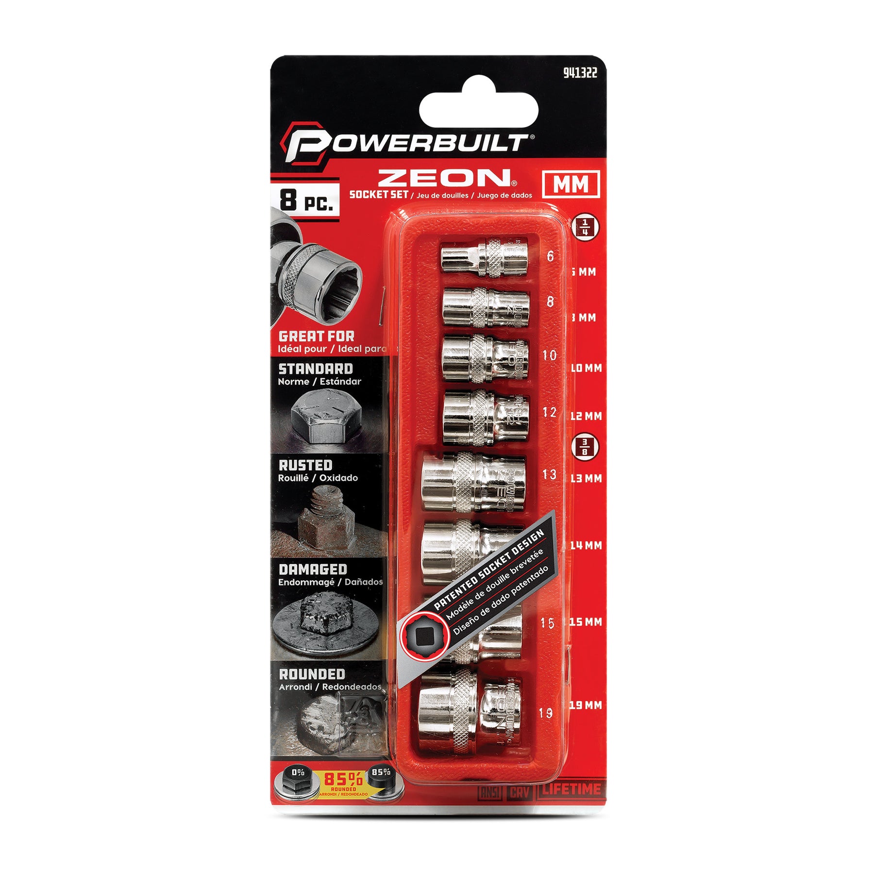 8 Piece Zeon Metric Socket Set for Damaged Bolts