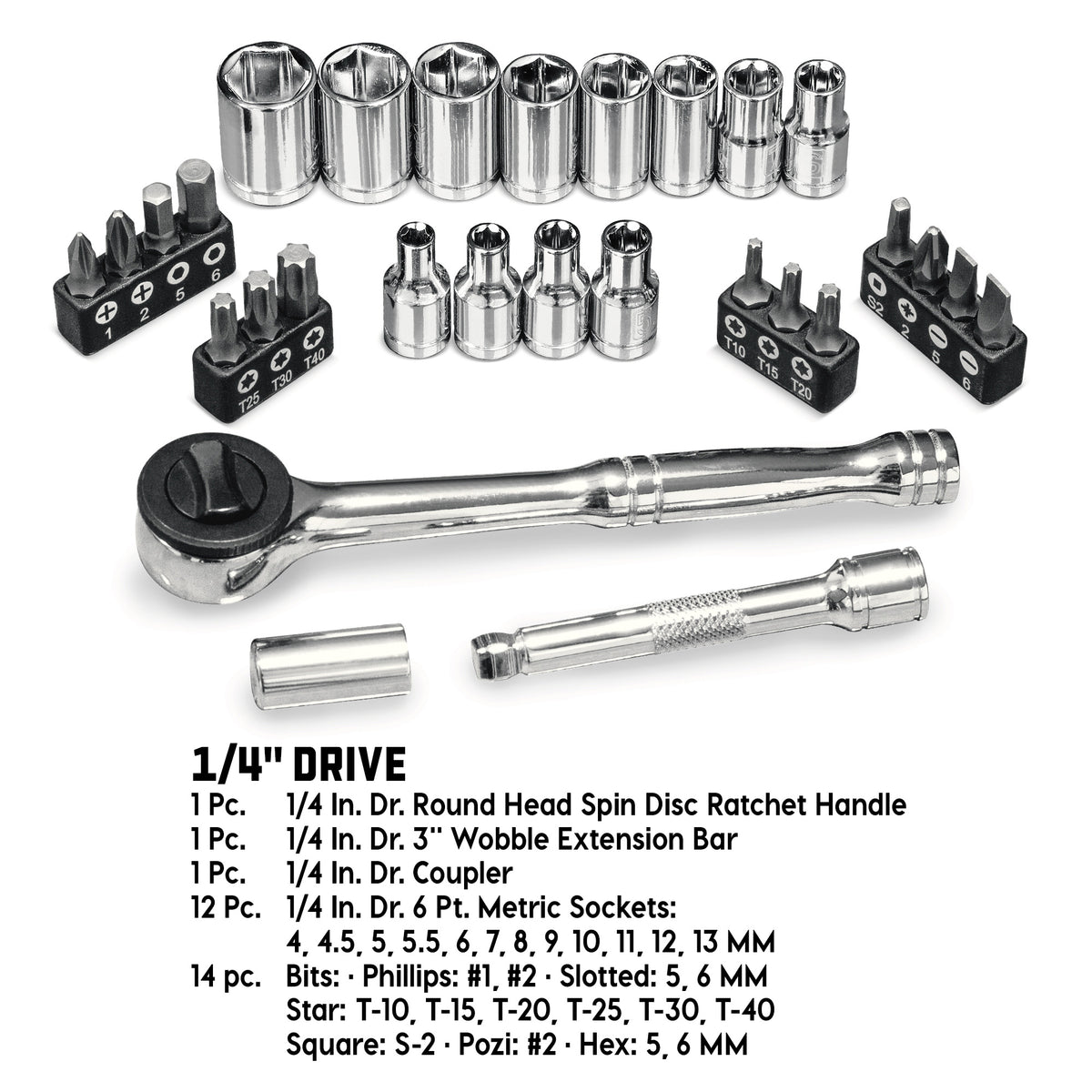 30 Piece 1/4 in. Dr. Metric Socket Set