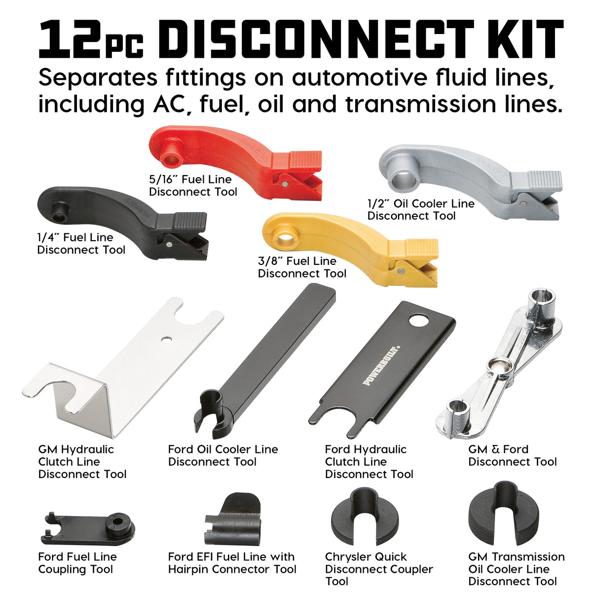 12 Piece Fuel, Transmission, and Air Conditioner Line Disconnect Kit