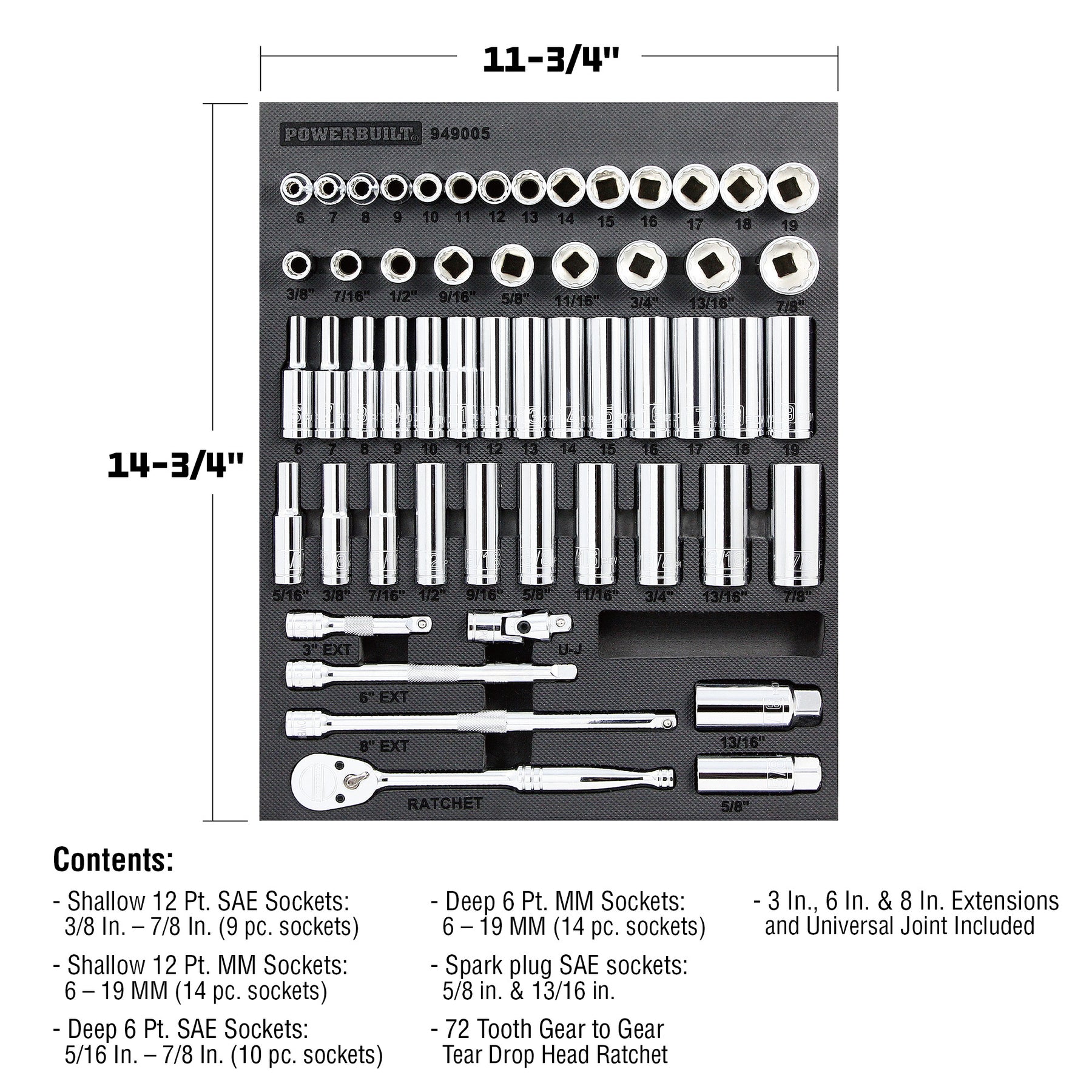 54 Piece Pro Tech 3/8 in. Dr. SAE & Metric Socket Set