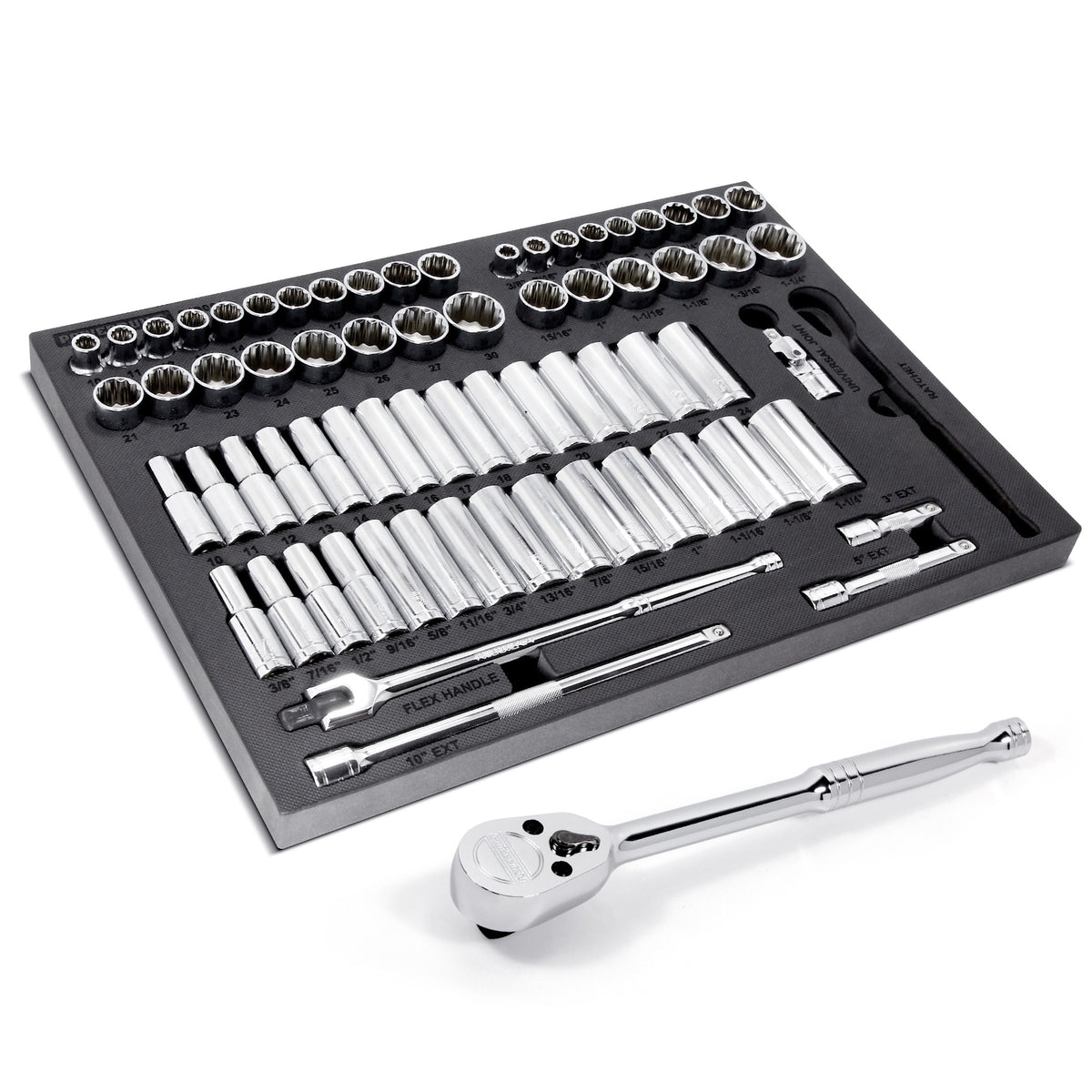 69 Piece Pro Tech 1/2 in. Dr. SAE & Metric Socket Set