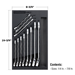 11 Piece Pro Tech SAE Reversible Ratcheting Combination Wrench Set