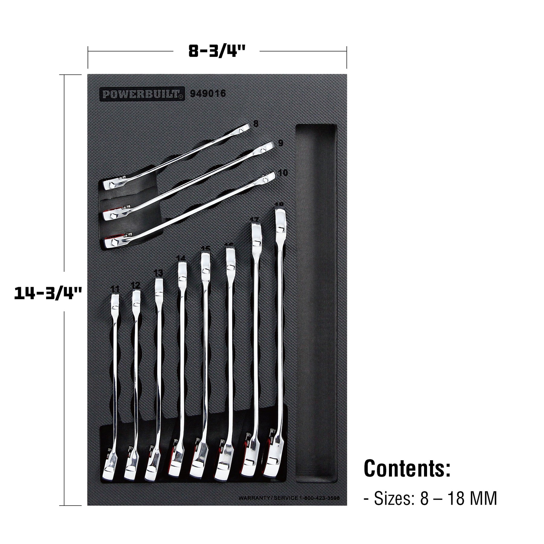 11 Piece Pro Tech Metric Reversible Ratcheting Combination Wrench Set