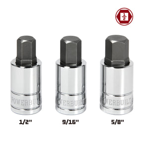 3 Piece 1/2 in. Dr. SAE Hex Bit Socket Set