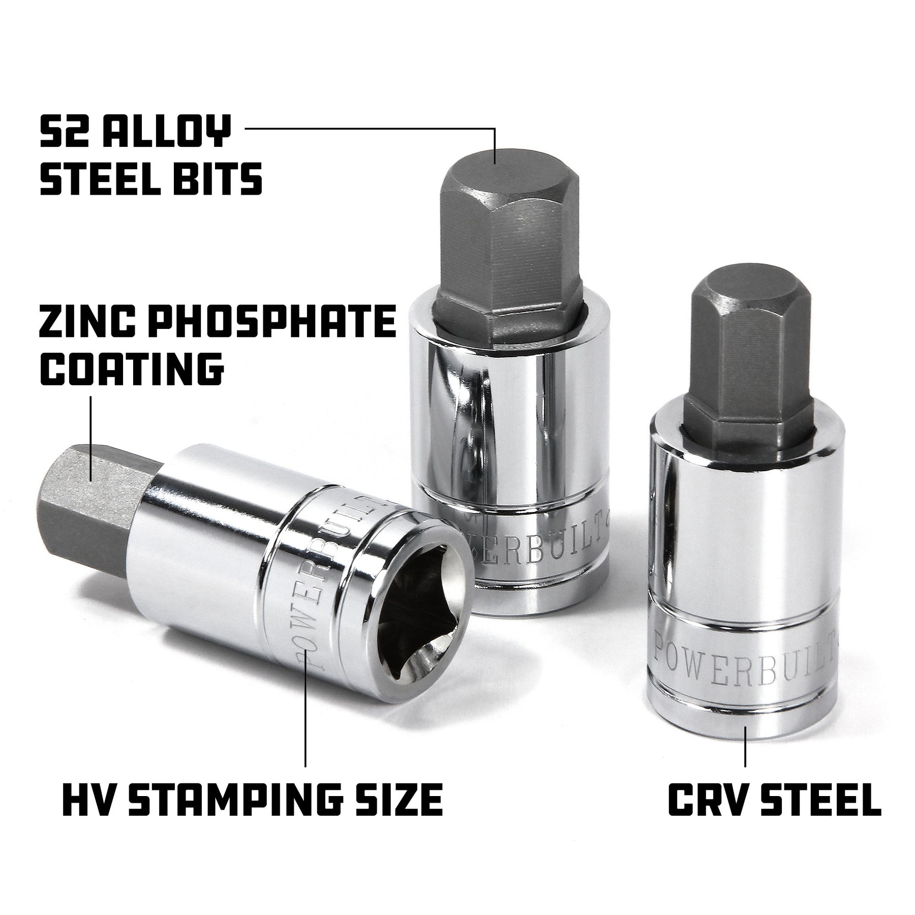 3 Piece 1/2 in. Dr. SAE Hex Bit Socket Set