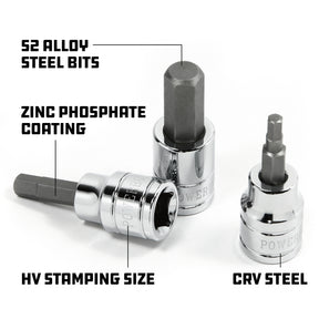 8 Piece 3/8 Inch Drive Metric Hex Bit Socket Set