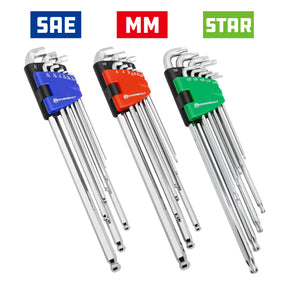 9 Piece Metric Stubby Long Arm Hex Key Wrench Set